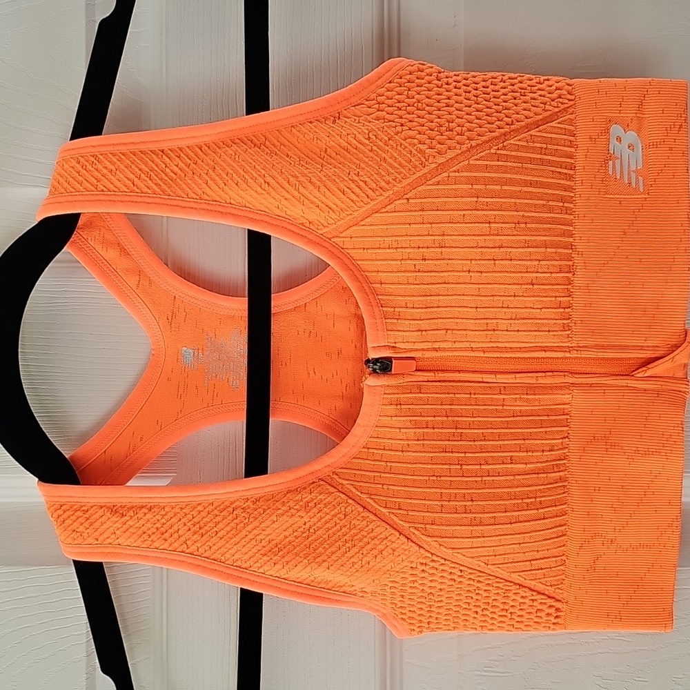New Balance Orange Zip-Up Sports Bra Size Small